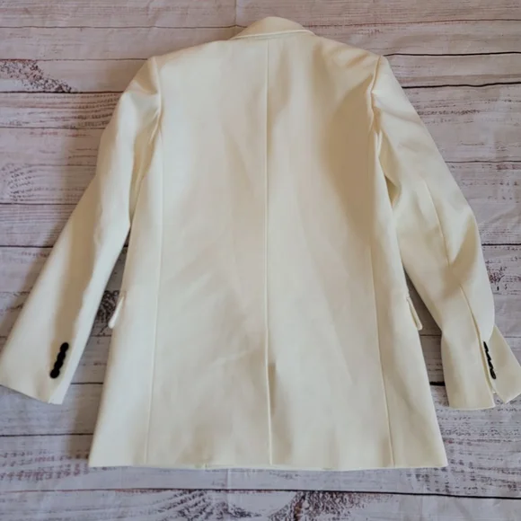 Madewell Wool Blend Off-White Double Breasted Collared Blazer Women's 00 - Picture 8 of 8